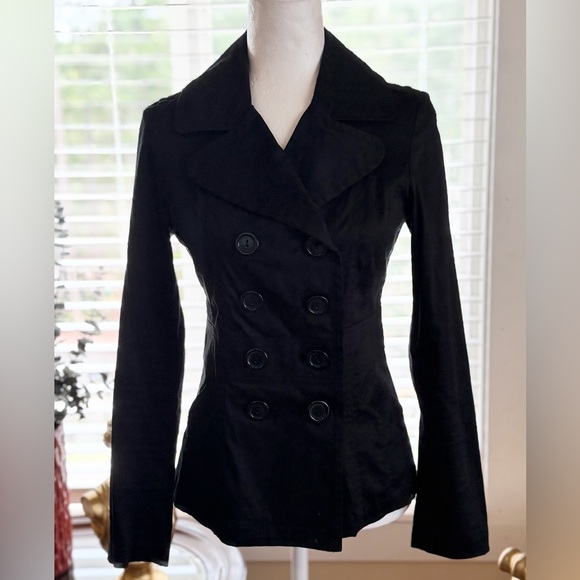 Vixen Jackets & Blazers - Elegant Black Double-Breasted Pea Coat